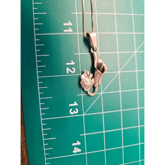 Necklace calla lily vintage taxco pendant 925 sterling - Picture 5 of 8